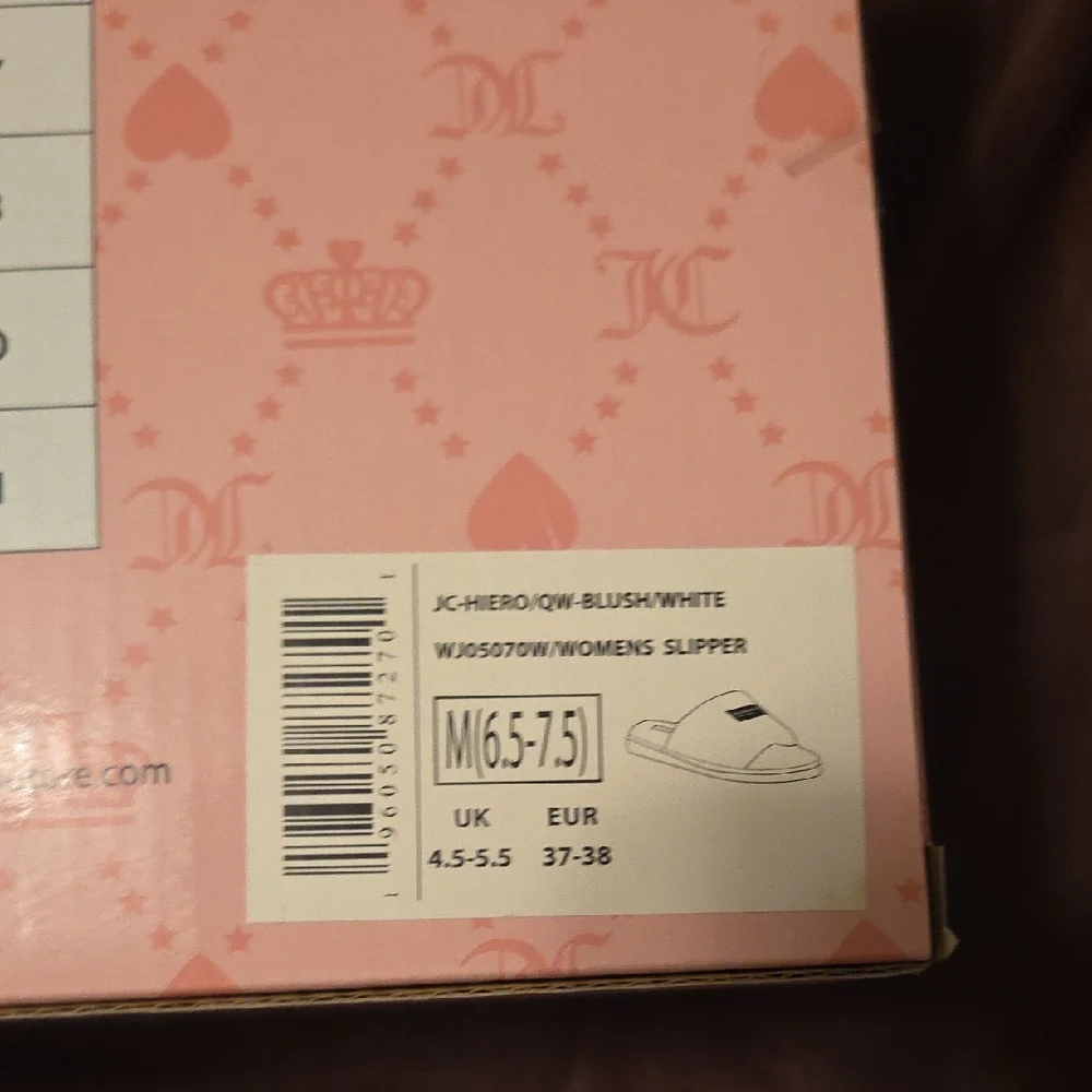 Juicy Couture Pink and Cream Fuzzy Slippers - Picture 4 of 5